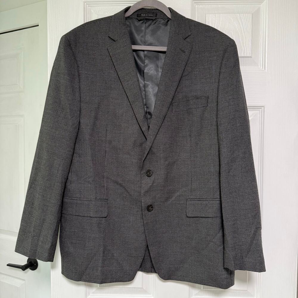 Chaps Men's Mini Houndstooth Two Buttons Sportscoat Blazer Jacket Size 44R - Picture 3 of 10